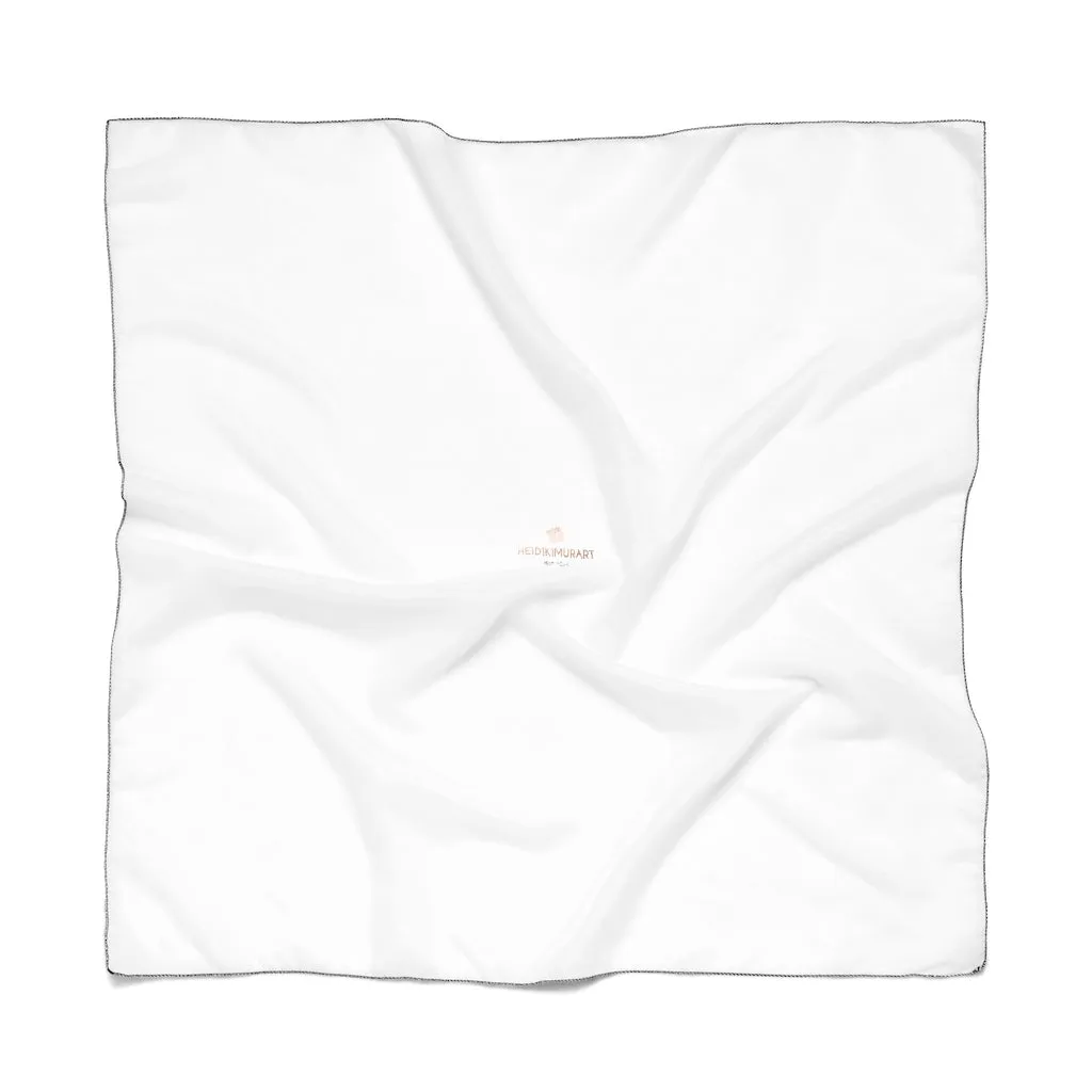 White Designer Poly Scarf, Solid Color Lightweight Luxury Fashion Accessories- Made in USA