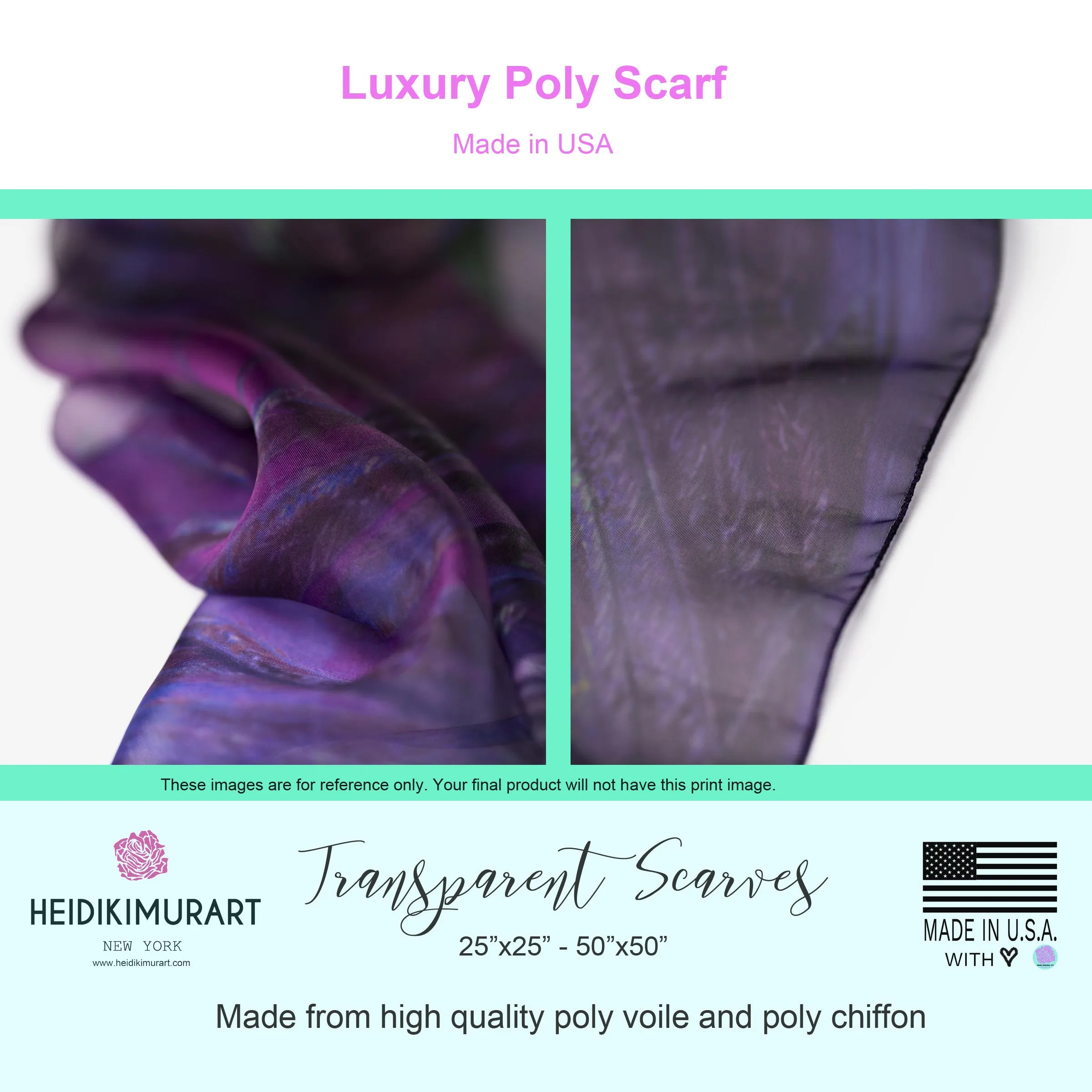 White Designer Poly Scarf, Solid Color Lightweight Luxury Fashion Accessories- Made in USA