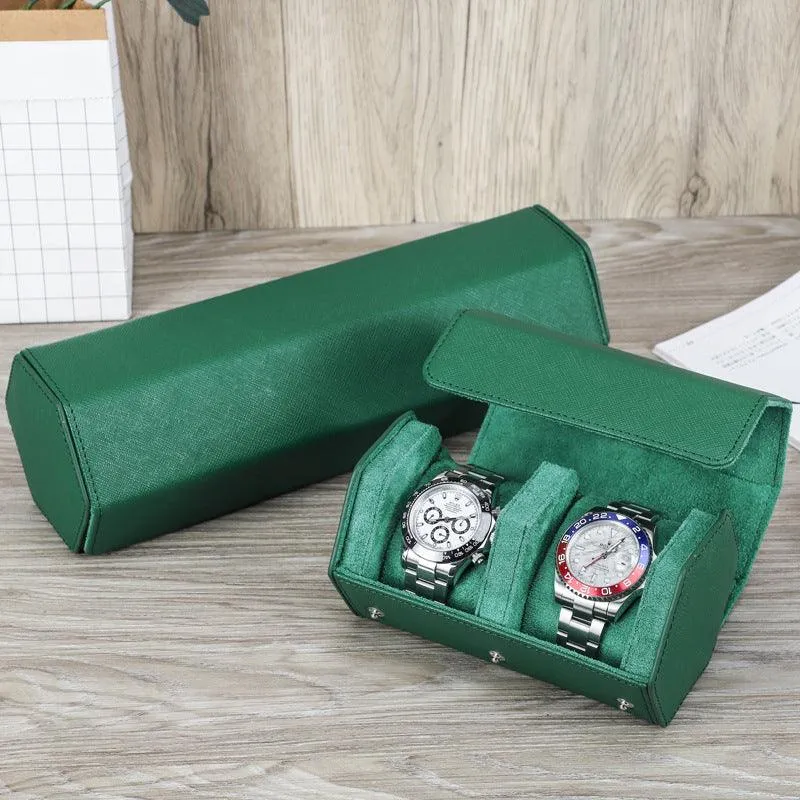 Woosir Trend Leather Watch Roll Case for 4 Watches
